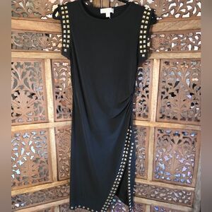 Michael Kors Black Dress with Gold Studs